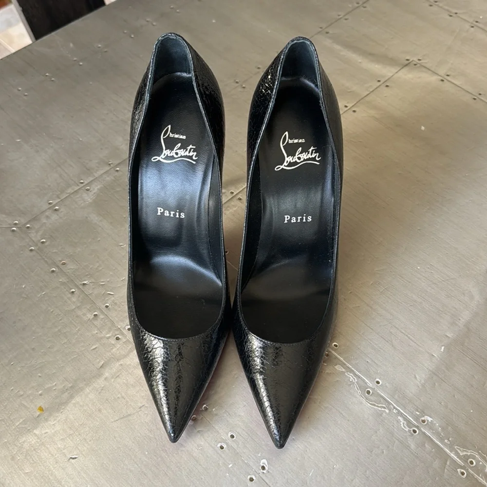 Christian Louboutin Kate 100mm black embossed print stiletto specchio star 39
